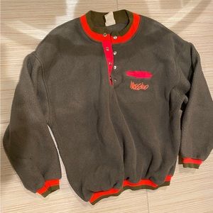Early Vintage Massimo Fleece Sweater with Half Button Made in USA